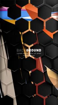 Vertical hexagon background. Gradient color light pattern with dark backgroun Stock Illustration