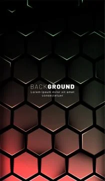 Vertical hexagon background. Gradient color light pattern with dark backgroun Illustrazione stock
