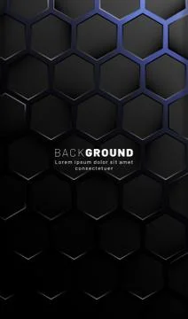 Vertical hexagon background. Gradient color light pattern with dark backgroun Stock Illustration