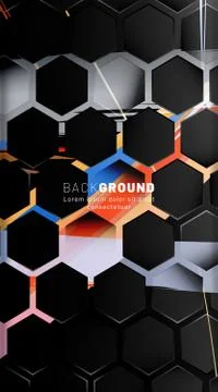 Vertical hexagon background. Gradient color light pattern with dark backgroun Illustrazione stock