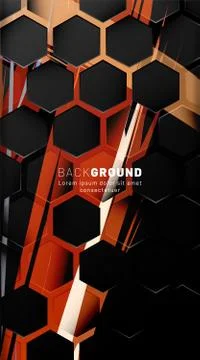 Vertical hexagon background. Gradient color light pattern with dark backgroun Illustrazione stock