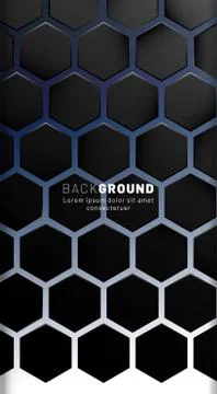 Vertical hexagon background. Gradient color light pattern with dark backgroun Stock Illustration