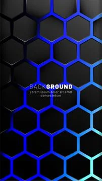 Vertical hexagon background. Gradient color light pattern with dark backgroun イラスト素材