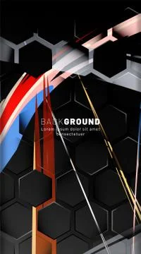 Vertical hexagon background. Gradient color light pattern with dark backgroun Stock Illustration