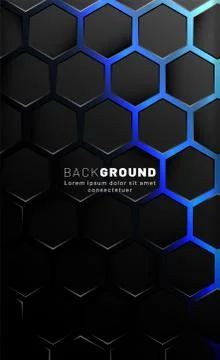 Vertical hexagon background. Gradient color light pattern with dark backgroun Stock Illustration