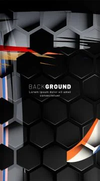 Vertical hexagon background. Gradient color light pattern with dark backgroun Stock Illustration