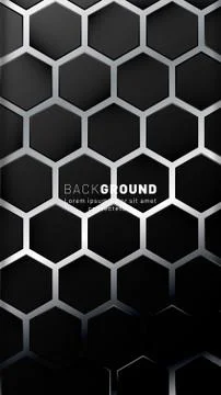 Vertical hexagon background. Gradient color light pattern with dark backgroun Illustrazione stock