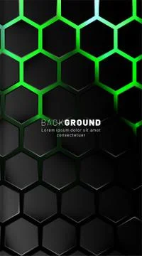 Vertical hexagon background. Gradient color light pattern with dark backgroun Illustrazione stock