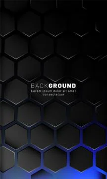 Vertical hexagon background. Gradient color light pattern with dark backgroun Stock Illustration