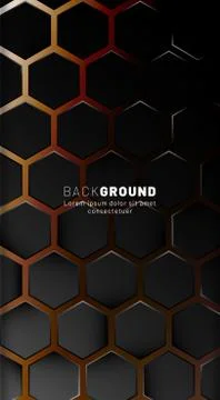Vertical hexagon background. Gradient color light pattern with dark backgroun Illustrazione stock