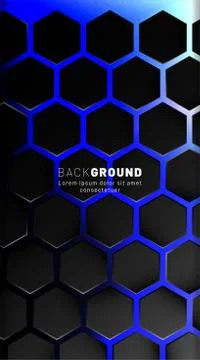 Vertical hexagon background. Gradient color light pattern with dark backgroun Stock Illustration
