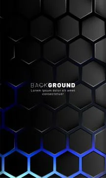 Vertical hexagon background. Gradient color light pattern with dark backgroun Stock Illustration