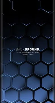 Vertical hexagon background. Gradient color light pattern with dark backgroun Stock Illustration