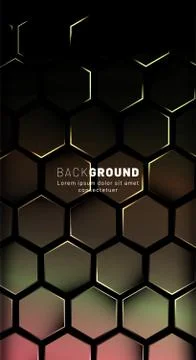 Vertical hexagon background. Gradient color light pattern with dark backgroun Stock Illustration