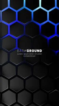 Vertical hexagon background. Gradient color light pattern with dark backgroun Stock Illustration