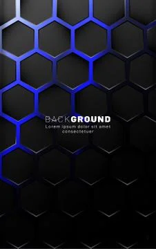 Vertical hexagon background. Gradient color light pattern with dark backgroun Stock Illustration