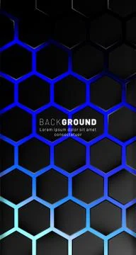 Vertical hexagon background. Gradient color light pattern with dark backgroun Stock Illustration