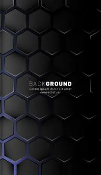 Vertical hexagon background. Gradient color light pattern with dark backgroun Stock Illustration