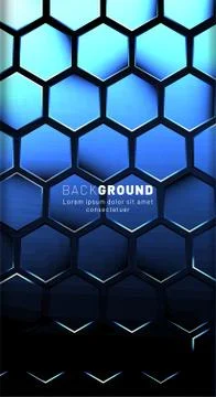 Vertical hexagon background. Gradient color light pattern with dark backgroun Stock Illustration