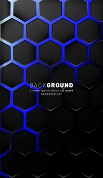 Vertical hexagon background. Gradient color light pattern with dark backgroun Stock Illustration