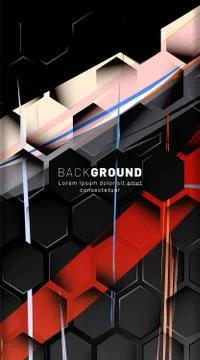 Vertical hexagon background. Gradient color light pattern with dark backgroun Stock Illustration