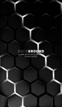 Vertical hexagon background. Gradient color light pattern with dark backgroun Illustrazione stock