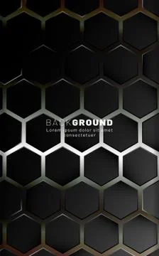 Vertical hexagon background. Gradient color light pattern with dark backgroun Stock Illustration