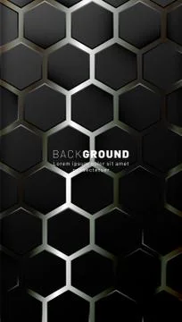 Vertical hexagon background. Gradient color light pattern with dark backgroun Stock Illustration