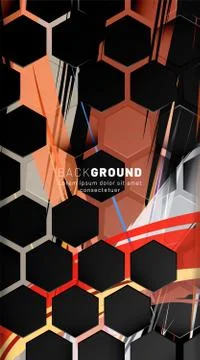 Vertical hexagon background. Gradient color light pattern with dark backgroun Stock Illustration