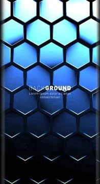 Vertical hexagon background. Gradient color light pattern with dark backgroun Stock Illustration