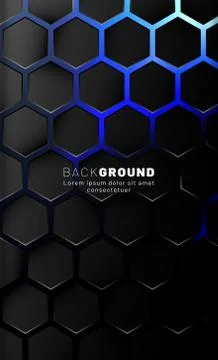 Vertical hexagon background. Gradient color light pattern with dark backgroun Stock Illustration