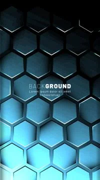 Vertical hexagon background. Gradient color light pattern with dark backgroun Stock Illustration