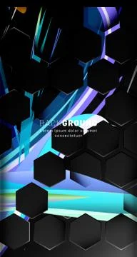 Vertical hexagon background. Gradient color light pattern with dark backgroun Illustrazione stock
