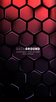 Vertical hexagon background. Gradient color light pattern with dark backgroun Stock Illustration