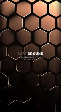 Vertical hexagon background. Gradient color light pattern with dark backgroun Stock Illustration