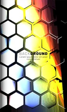Vertical hexagon background. Gradient color light pattern with dark backgroun Illustrazione stock
