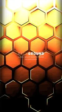 Vertical hexagon background. Gradient color light pattern with dark backgroun Stock Illustration