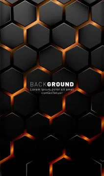 Vertical hexagon background. Gradient color light pattern with dark backgroun Stock Illustration