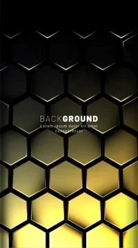 Vertical hexagon background. Gradient color light pattern with dark backgroun Illustrazione stock