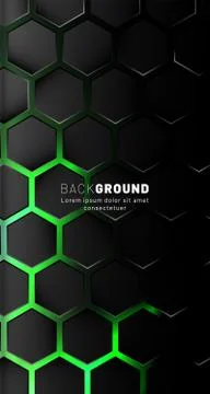 Vertical hexagon background. Gradient color light pattern with dark backgroun Illustrazione stock