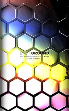 Vertical hexagon background. Gradient color light pattern with dark backgroun Stock Illustration