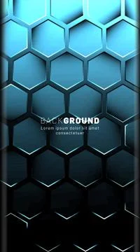 Vertical hexagon background. Gradient color light pattern with dark backgroun Stock Illustration
