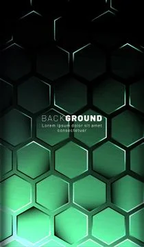 Vertical hexagon background. Gradient color light pattern with dark backgroun Illustrazione stock
