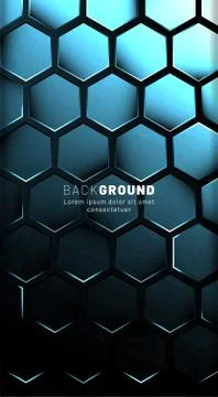 Vertical hexagon background. Gradient color light pattern with dark backgroun Stock Illustration