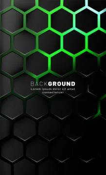 Vertical hexagon background. Gradient color light pattern with dark backgroun Stock Illustration