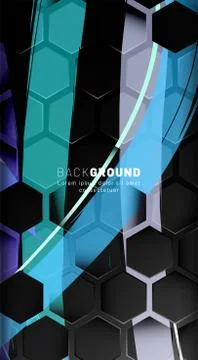 Vertical hexagon background. Gradient color light pattern with dark backgroun Illustrazione stock