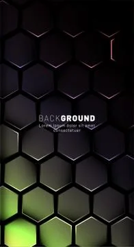 Vertical hexagon background. Gradient color light pattern with dark backgroun Stock Illustration