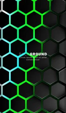 Vertical hexagon background. Gradient color light pattern with dark backgroun Stock Illustration