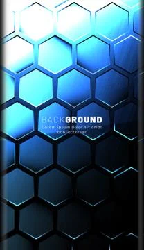 Vertical hexagon background. Gradient color light pattern with dark backgroun 스톡 일러스트
