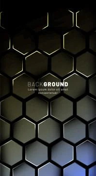 Vertical hexagon background. Gradient color light pattern with dark backgroun Stock Illustration